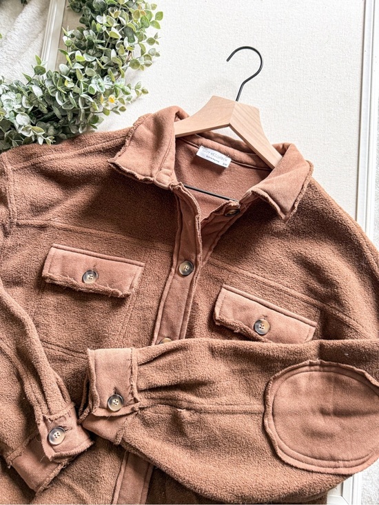 shop neighbor Jackets & Blazers - Shop Neighbor Button Front Shacket Brown Oversized Textured Jacket S/M